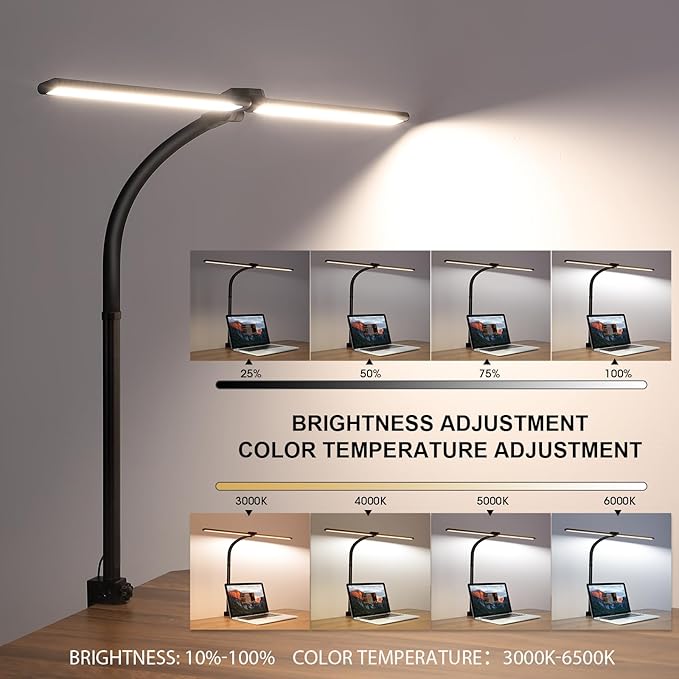 LED Desk Lamp for Home Office, Wireless Remote Control Light, Computer Desk Light, Bright Desktop Lamp, Dimmable Desk Lighting for Work, Draft, Study, Eye-Caring Desk Light (NO BATTERY)