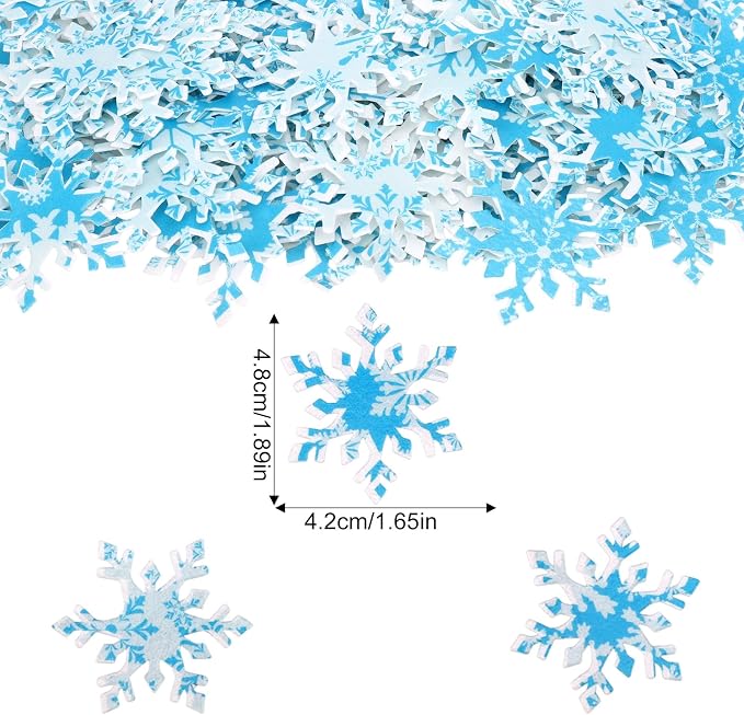 168pcs Edible Snowflake Cake Decorations, Wafer Paper Cupcake Toppers Winter Frozen Theme Snowflakes Decorations for Christmas Holiday Party Supplies