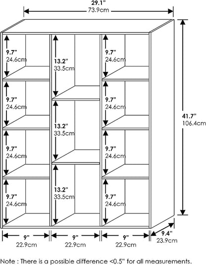 Furinno Luder 11-Cube Reversible Open Shelf Bookcase, Blackwood