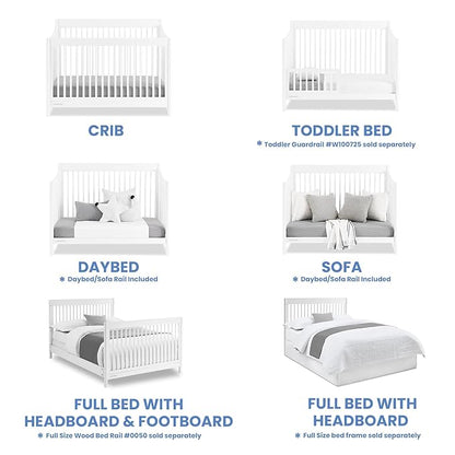 Delta Children Brooks 6-in-1 Convertible Crib - Greenguard Gold Certified, Bianca White
