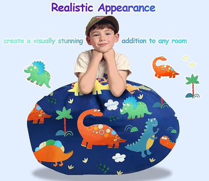 Bean Bag Storage Toddler Kids'Rooms Organizer Giant Beanbag Great Plush Toy Alternative Washable Ultra Soft Cover Dinosaur Plush Toys or Textile Sack Bag Space Save (Without Filling) X-Large