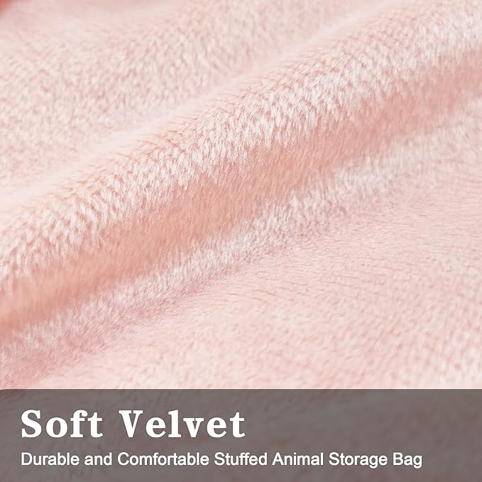Jorbest Stuffed Animal Storage Bean Bag Chair for Kids and Adults, Luxury Velvet Stuffed Animal Bean Bag Storage, Cover Only(Sweet Pink 200L/52 Gal)
