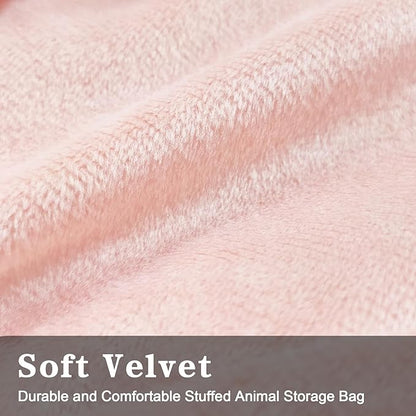 Jorbest Stuffed Animal Storage Bean Bag Chair for Kids and Adults, Luxury Velvet Stuffed Animal Bean Bag Storage, Cover Only(Sweet Pink 200L/52 Gal)
