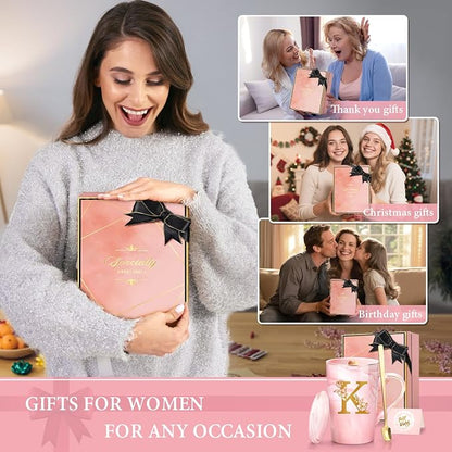 Coffee Mugs - Personalized Gifts for Women, Initial Customized Ceramic Marble Cups 14 Oz Pink, Luxury Christmas Mother's Day Birthday Gift for Mom Grandma Girlfriend Friend Unique,K