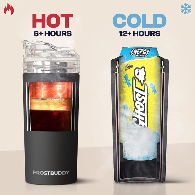Frost Buddy XL Can Cooler - Fits 12/16/20/24 oz Cans & Bottles (Navy) | Keeps drinks chilled 12+ hrs | No sweat, no condensation | Fits slim & standard cans