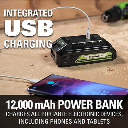 Greenworks 24V (90 MPH / 180 CFM / 125+ Compatible Tools) Cordless Shop Blower, 2.0Ah Battery and Charger Included