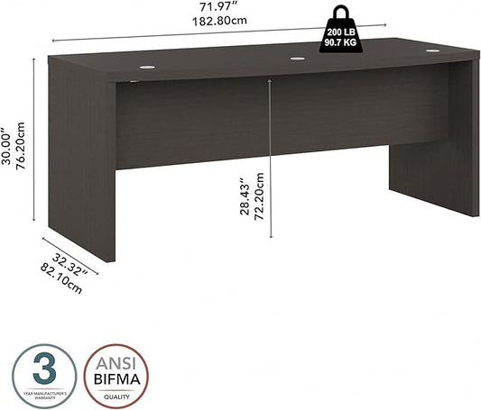Bush Business Furniture Echo Bow Front Desk, 72W, Charcoal Maple