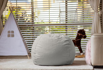 Wekapo Stuffed Animal Storage Bean Bag Chair Cover for Kids | Stuffable Zipper Beanbag for Organizing Children Plush Toys Large Premium Cotton Canvas (Solid Grey, X-Large)