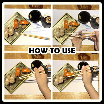 LYART 5 Pairs Reusable Training Chopsticks Beginners for Kids Adults Learners, Japanese Wooden Chopsticks Trainers Set, Dishwasher Safe, L8.86Inch (5.Simplicity print)