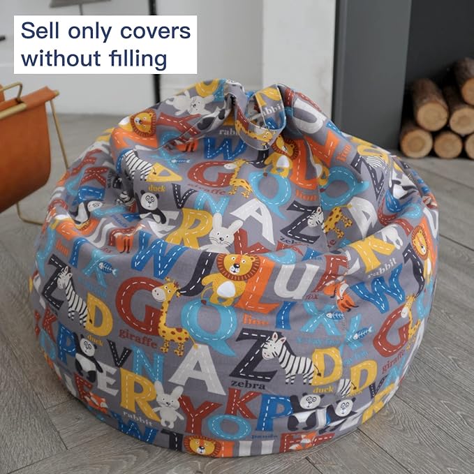 YuppieLife Kids Animal Storage Bean Bag Cover（No Filling Extra Large stuff'n Sit|Toy Organizer|Carrying Handle|Available for Kids and Teenager（38“,Letter）