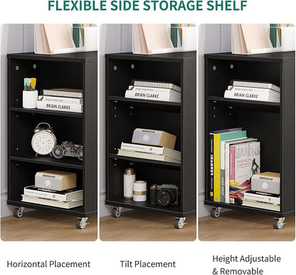 YITAHOME Mobile Wood File Cabinet, 3 Drawer Lateral Filing Cabinet, Black