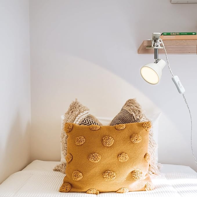LED Clip on lamp,5W Super Bright Reading Light, 330° Rotation Small Lamp with Clamp on Desk/Table/Bed Headboard/Cupboard Home Lighting, Modern and Save Space Illumination Powerful Lamp White