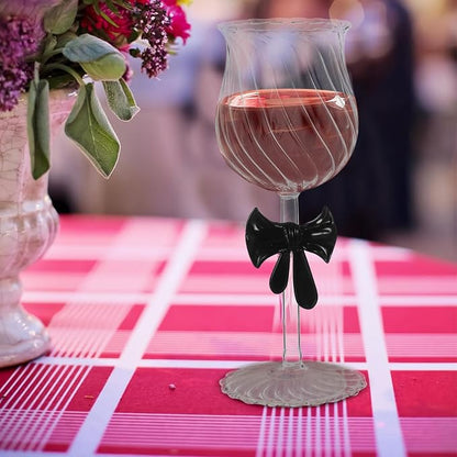 Ml Elegant Bow Wine Glasses for Valentine's Day Dinner and Weddings, Romantic Atmosphere Creator with Ornate Glass Design to Enhance Celebration Glassware Collection