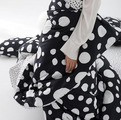 White Polka Dots Comforter California King Black White Dots Print Reversible Gingham Cal King Bedding Comforter Set Boys Girls Black White Bed Sets Soft 3Pcs Cal King Comforter Sets