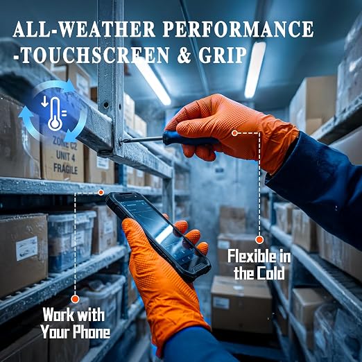 ANBOSON 10 Mil Heavy Duty Mechanic Nitrile Gloves, Large Orange 100 Count | Diamond Grip,Latex Free,Chemical Resistant Disposable Thick Rubber Gloves for Auto Repair, Industrial, Food, Work ,BBQ,Men