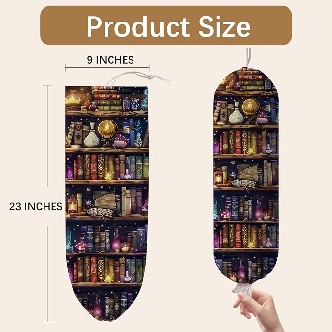 Magic Bookshelf Plastic Bag Holder Dispenser, Plastic Grocery Bag Organizer & Wall Mount Paper Trash Bags Saver Storage for Kitchen Home Pantry Decor, Kitchen Decor Shopping Bags Storage Dispenser