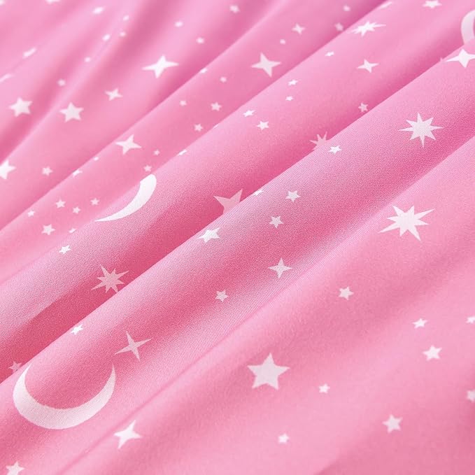 URBONUR 6 Pieces Twin Comforter Set for Girls Moon Star Printed Bedding Set on Gradient Pink Purple Blue, Soft Microfiber All Season Bed Sets for Kids Teen (Twin Size, 6PCS)
