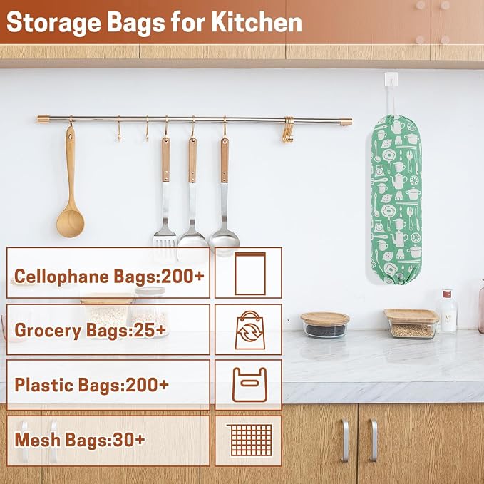 SWISSELITE 2Pcs Plastic Bag Holder, Reusable Plastic Bag Organizer | Wall Mount, Large Grocery Bag Storage Dispenser, 22x9 IN