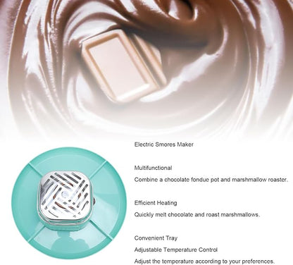 Electric Smores Maker Indoor Tabletop Adjustable Temperature Chocolate Marshmallow Roaster with 4 Detachable Trays for Party Gathering Home Use ABS Stainless Steel 749g