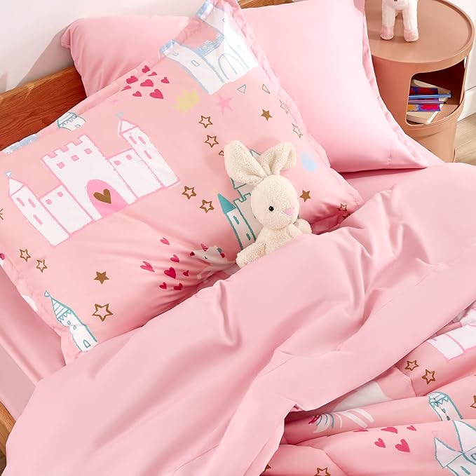 SLEEP ZONE Kids Bedding Twin Comforter Set - Super Soft & Cute Printed 2-Piece Comforter Set All Seasons for Boys, Girls, Fade Resistant, Machine Washable, Unicorn Castle