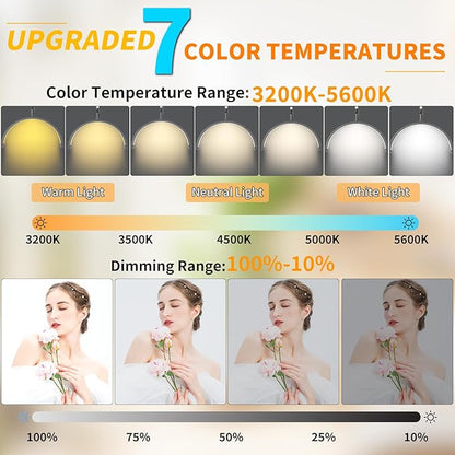 Half Moon Light for Lashes, 22'' Lash Light for Eyelash Tech, Led Half Moon Lash Light Lamp for Eyelash Extensions, Tattoo Artists, Nail Tech, Filming Content Creation