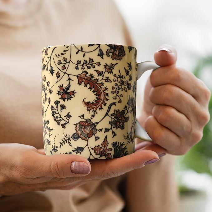 Maison d' Hermine Coffee Mug with Handles Tea Cups (15 Ounce, Pack of 1) | Fine Bone China Coffee Mugs for Hot Beverages Cappuccino Latte Home Restaurant Hotel Spring Summer -Lakshmi - Arum