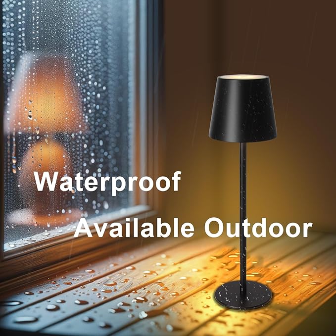 ORALUCE Cordless Table Lamp Rechargeable, Battery Operated LED Desk Lamp with USB Type-C Charging Port, 3 Color Stepless Dimming LED Lamp for Bedroom/Restaurant/Party/Coffee Shop/Camping/Bars, 1 Pack