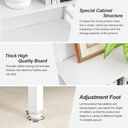 HOMISSUE Bookshelf, 6-Tier Tall Bookshelf, Rustic Wood Metal Bookshelves and Bookcases, Freestanding Open Bookshelf, Industrial Bookcase for Home Office, Living Room and Bedroom, White