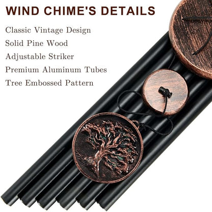 Memorial Wind Chimes for Loss of Loved One, Tree of Life Vintage Wind Chime for Outside, Sympathy/Memorial/Retirement/Festivals/Birthday Gift for Father/Mother/Lover (DIY 34" Tree of Life)