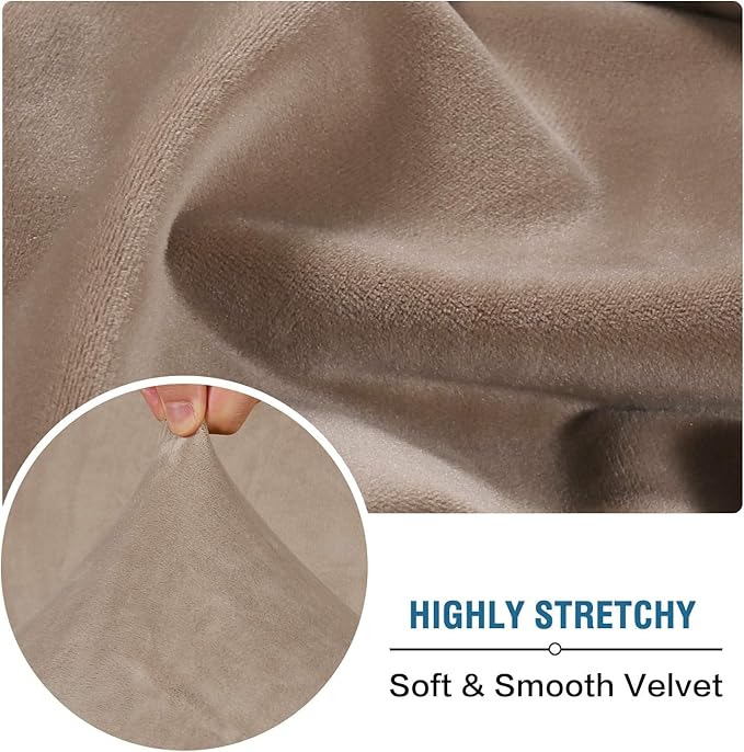 H.VERSAILTEX Velvet Stretch Individual Chaise Cover Sectional Couch Covers for L Shaped Sofa Both Left/Right Furniture Protector Seat Cushion Sofa Cover (1 Piece Chaise Cover, Taupe)