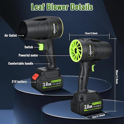 Blumway Leaf Blower Cordless with Battery, Handheld Leaf Blower, Electric Cordless Leaf Blowers with 2 Pcs 3.0Ah Batteries and Charger for Lawn Care, Patio, Leaves, Dust, Car