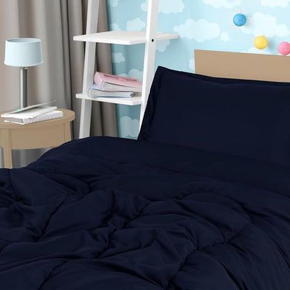Utopia Bedding All Season Navy Comforter Set with 2 Pillow Cases, 3 Piece Soft Brushed Microfiber Kids Bedding Set for Boys/Girls, Machine Washable (Twin, Pack of 6)