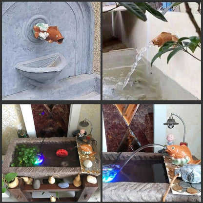 2026Fountain Spitter, Pond Spitter, Ceramic Carp Statue Traditional Style and Home Decor Figurine for Good Fortune Yellow, Fish Figurines2026 (Type-A+B)