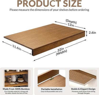 Gashell Wire Shelf Covers, Bamboo Wire Rack Covers for Pantry, Closet (5pcs, 22" W x 12" D)