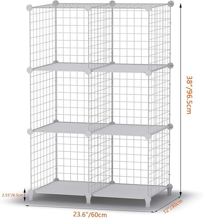 HOMIDEC Wire Cube Storage, Storage Shelves 6 Cube Bookshelf Bookcase Closet Organizer and Storage, Wire Storage Shelves Multi-Use DIY Storage Cube Shelf for Books, Toys, Clothes, Tools