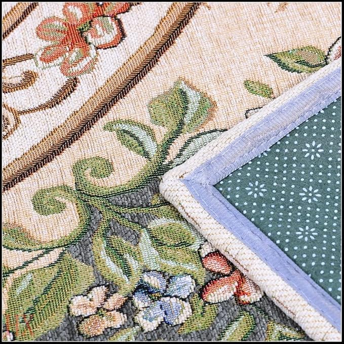 Home Decor Non-Shedding Washable Area Rugs Floral Design Accent Rugs Carpet for Bedroom Living Room Dining Room, 5′3″ × 7′6″, Luxury Blue