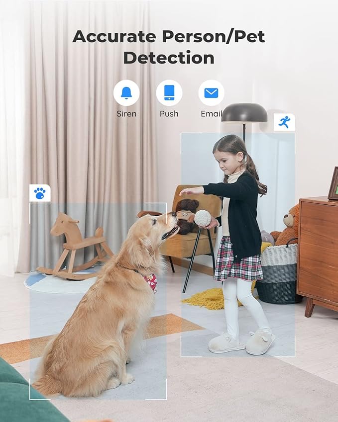 REOLINK E1 Zoom Indoor Security Camera, 2.4/5GHz Dual Band WiFi, 5MP Plug-in Pet Camera, 360 Degree Baby/Dog Monitor with 3X Optical Zoom, Auto Tracking, Person/Pet Detection,5V/2A DC