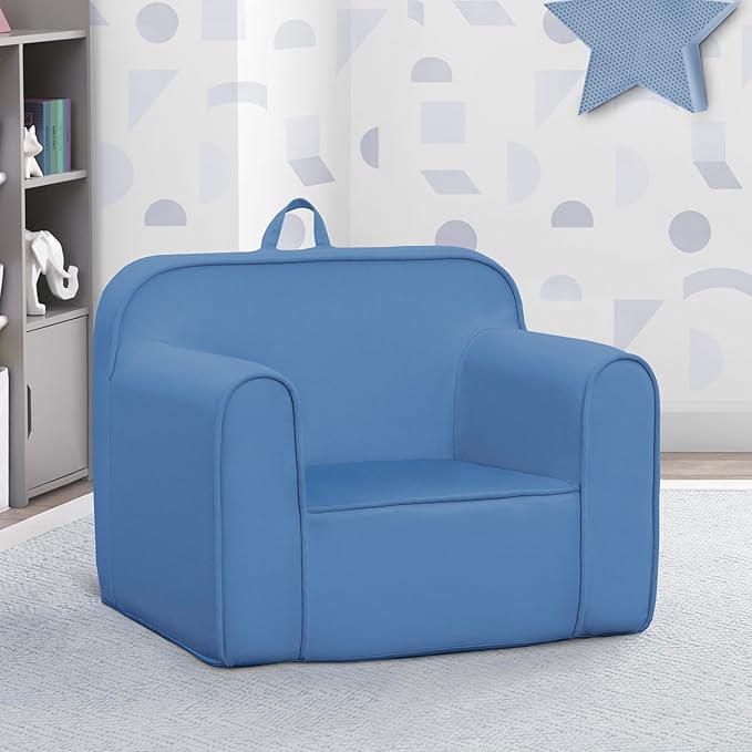 Delta Children Cozee Chair -Foam Kids Chair for Ages 18 Months and Up, Indigo