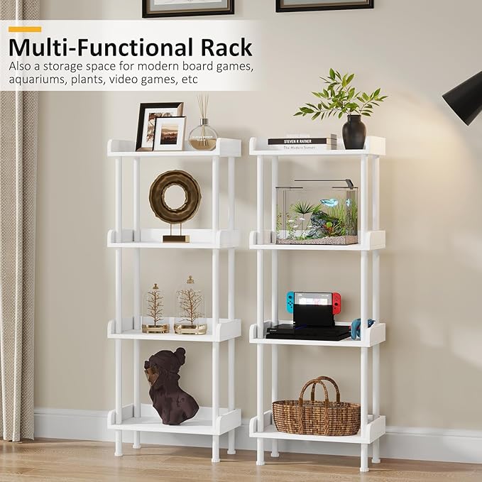 Bookcase 4 Tier Bookshelf - Vintage Small Bookshelf for Small Spaces, Wooden Book Shelf Small Bookcase for Living Room Bedroom