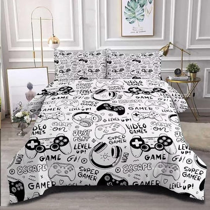 Gaming Comforter for Boys Teens,Game Bedding Sets Full,Kids Gamer Comforter Set,Video Game Bedroom Decor,Gamepad Controller Duvet Insert All Season 3 Piece 1 Comforter and 2 Pillowcases