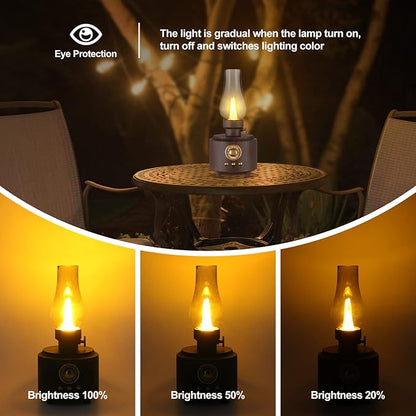Vintage Table Lamp Retro Bluetooth Speaker Rechargeable Portable Night Light Flameless LED Oil Lamp Bedside Desk Lamp for Bedroom, Cafe, Bar, Desk Decor, Outdoor Camping Birthday Gifts