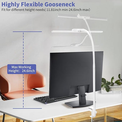 EppieBasic Desk Lamp, Architect Desk Lights for Home Office, Eye Care Led Desk Lamps with Clamp Dimmable & 4 Color Modes, 24V Bright Table Lamp Office Lighting for Working Reading Study（White）