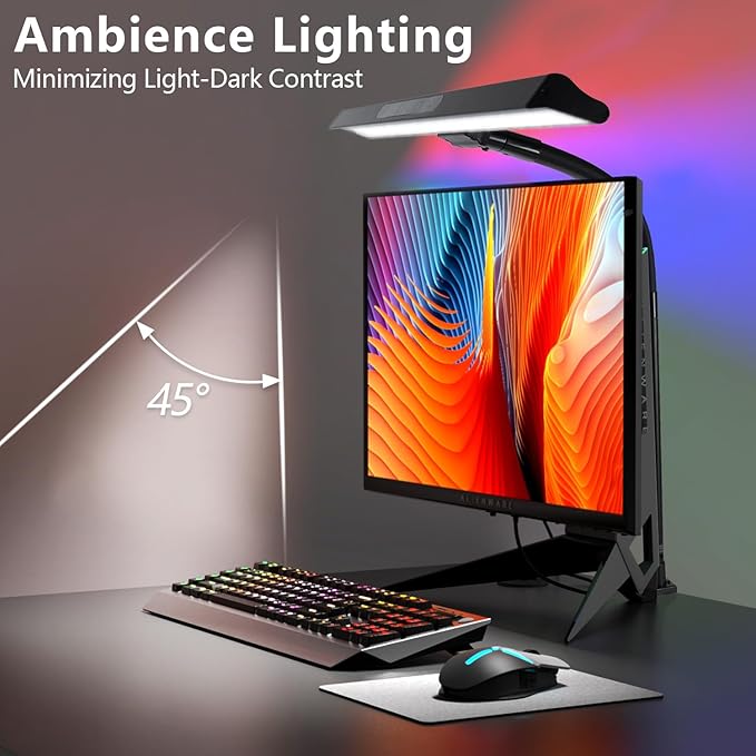 2-in-1 Desk Lamp with RGB Backlight,Architect Desk Lamps for Home Office,24W Tall Desk Lamp with Clamp,60"Timer,25 Lighting Modes,Eye Protection Swing Arm Lamp for Home/Office/Gaming/Study