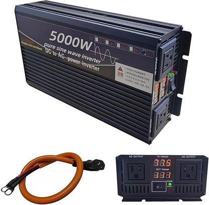 5000 Watt Power Inverter 72V DC to 220V AC Converter, RV Inverter, LED Display with 2 AC Outlets Dual Fans Radiating for RV, Camp and Home, Electric Tool Pure Sine Wave Inverter (220V, 5000W 72V)