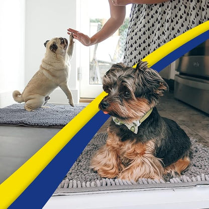 Muddy Mat® Shown on TV – Super Absorbent Microfiber Dog Door Mat for Muddy Paws, Non-Slip Washable Pet Rug, Quick Dry Chenille Entryway Carpet, Machine Washable Indoor Outdoor mat, Grey 35"x24"