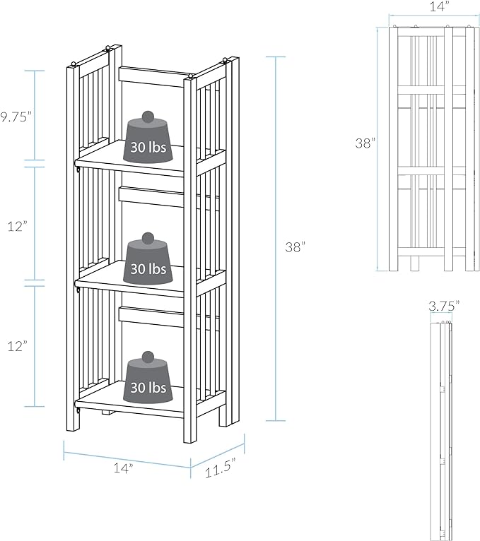 Casual Home 3-Shelf Folding Bookcase (14" Wide)-Mahagony