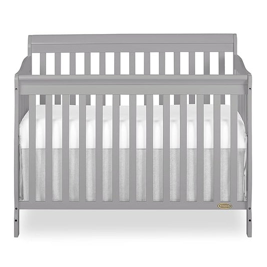 Dream On Me Ashton 4-In-1 Convertible Crib In Storm Grey, Greenguard Gold, JPMA Certified, Non-Toxic Finishes, Features 4 Mattress Height Settings, Made Of Solid Pinewood