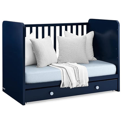 GAP babyGap Graham 4-in-1 Convertible Crib with Storage Drawer - Greenguard Gold Certified, Navy/Light Blue