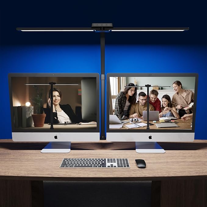 Desk Lamp with Clamp for Home Office - Eye-Caring Office Computer Led Desk Light with Flexible Gooseneck, 22W Bright Architect Study Clip Lamp for Desk Adjustable Task Lighting Stepless Dimming