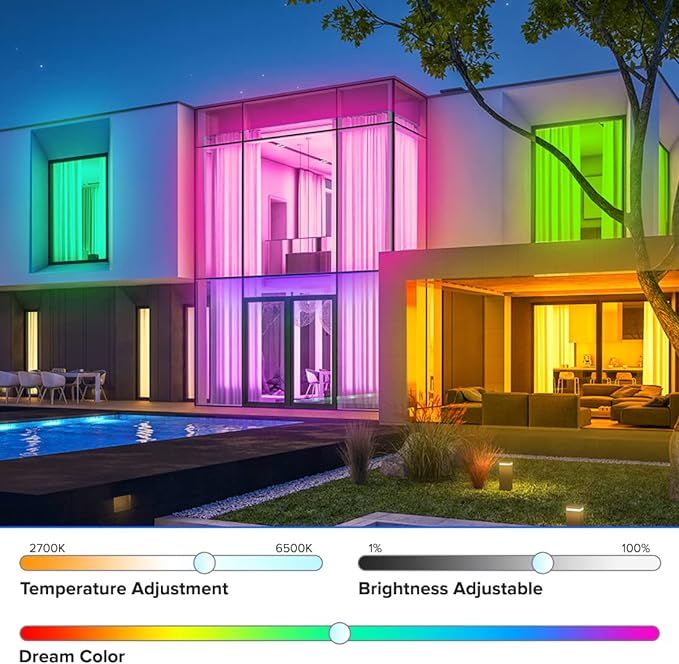 BTF-LIGHTING RGBCCT 5 Colors in 1 LED 5050SMD RGBWW RGB+Dimmable Tunable Color Temperature 2700K-6500K 16.4ft 60LEDs/m 300LEDs DC24V Multi-Colored Tape Lights IP67 White PCB(No Adapter or Controller)